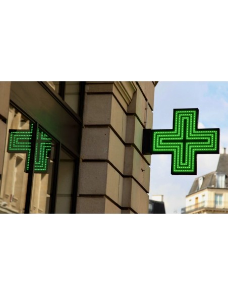 La croix de pharmacie monocolore est une enseigne lumineuse à LED