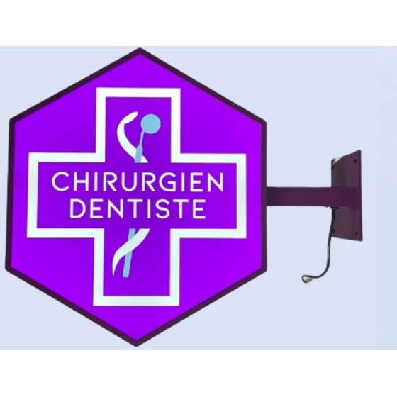 Enseigne Dentiste Lumineuse Double Face | Conforme ONCD