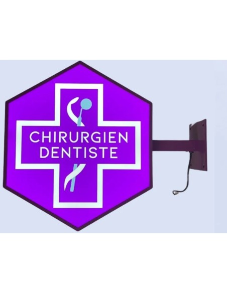 Enseigne Dentiste Lumineuse Double Face | Conforme ONCD