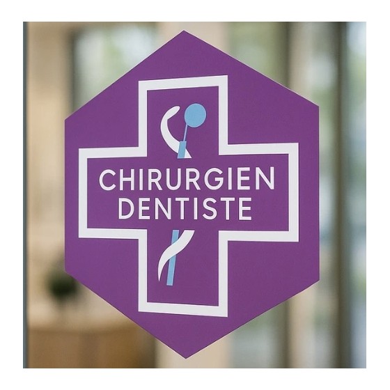 Vitrophanie Dentiste OFFICIELLE | Lot 2 Adhésifs ONCD