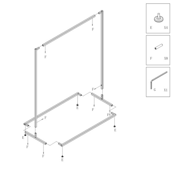 portant blanc métallique stable 120x155