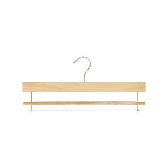 Cintre à barre antiglisse, bois de lotus  vernis finition mat, 35 cm