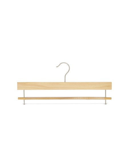Cintre à barre antiglisse, bois de lotus  vernis finition mat, 35 cm