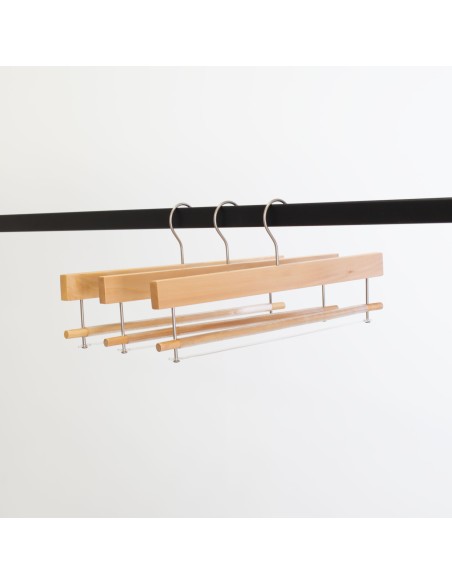 Cintre à barre antiglisse, bois de lotus  vernis finition mat, 35 cm