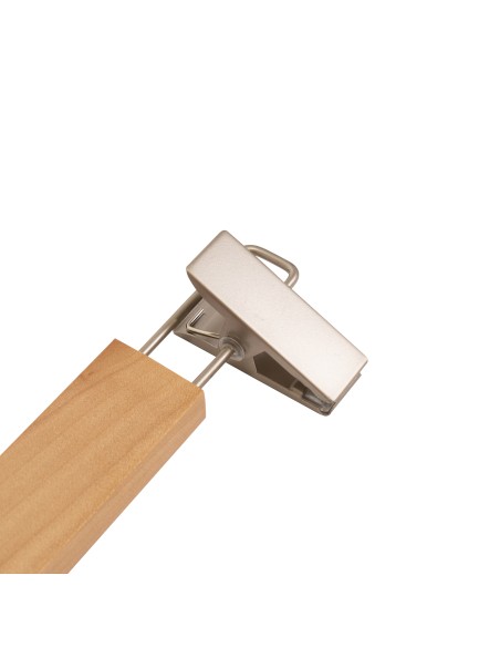 Cintre à pinces en bois de lotus vernis avec pinces