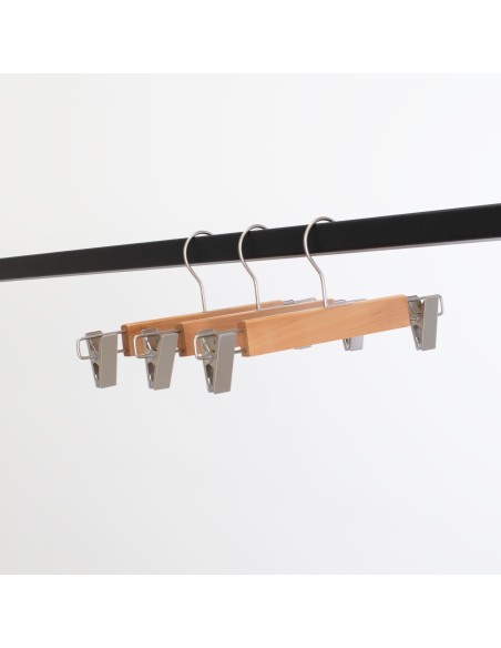 Cintre à pinces en bois de lotus vernis avec pinces