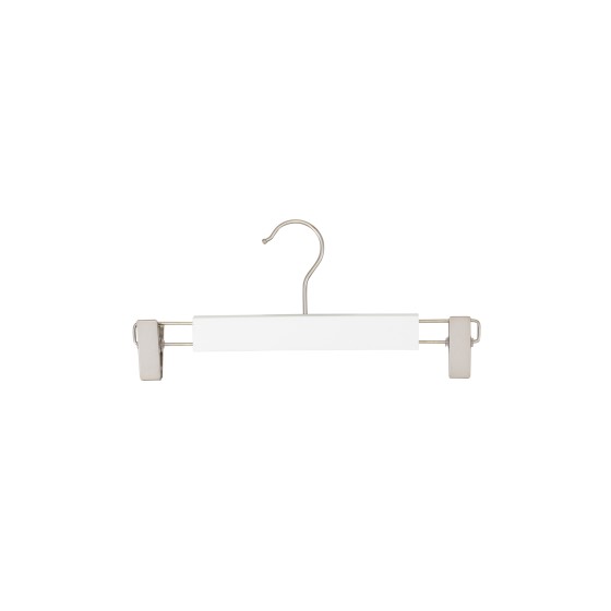 cintre bois de lotus blanc 28 cm avec 2 crochets finition mat