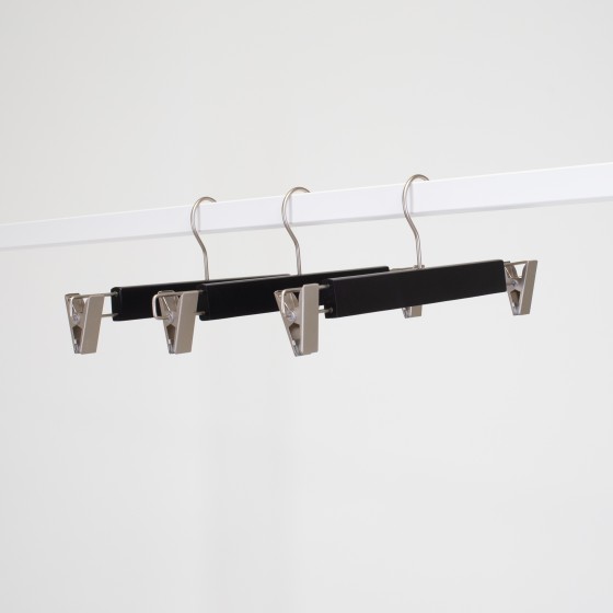 cintre bois de lotus noir 34 cm avec 2 crochets finition mat