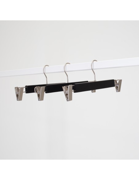 cintre bois de lotus noir 34 cm avec 2 crochets finition mat