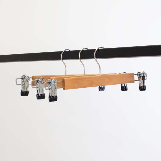 Cintre à pinces en bois de lotus vernis avec pinces 34 cm