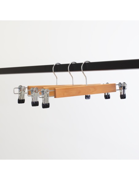 Cintre à pinces en bois de lotus vernis avec pinces 34 cm