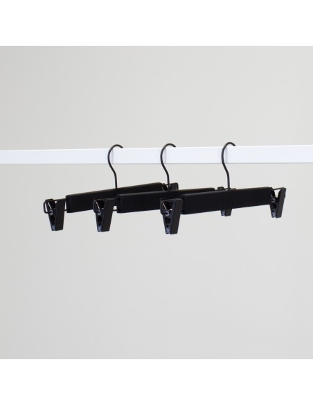 Cintre à pinces, soft touch noir bois de lotus 34 cm crochet noir