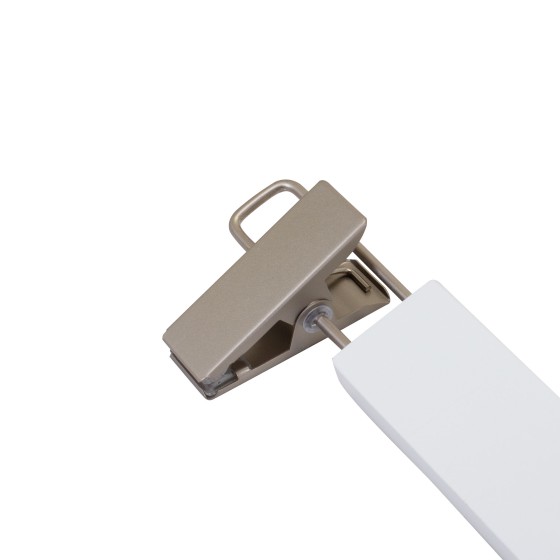 Cintre à pinces, bois de lotus, blanc, 34 cm, crochet mat