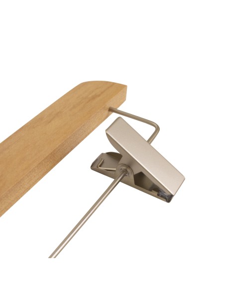 Cintre à pinces, bois de lotus, vernis transparant mat, 36 cm, crochet