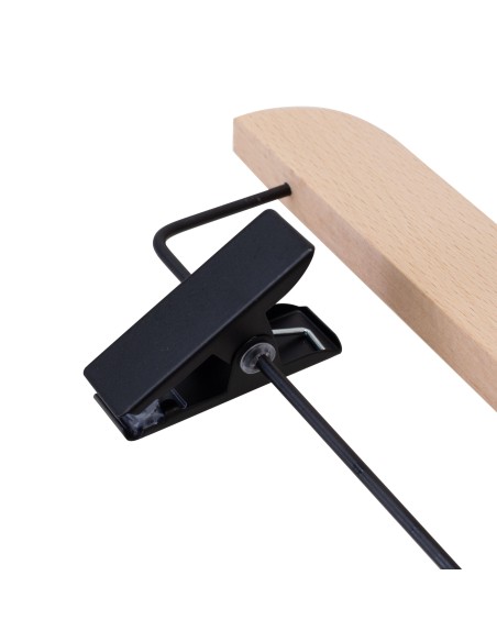 Cintre en hêtre, à pinces noires, crochet noir, largeur 36 cm