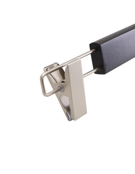 Cintre à pinces, bois de lotus, vernis transparant mat, 38 cm, crochet