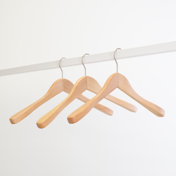 Cintre en bois pour vestes, bois de lotus, 41 cm, crochet mat