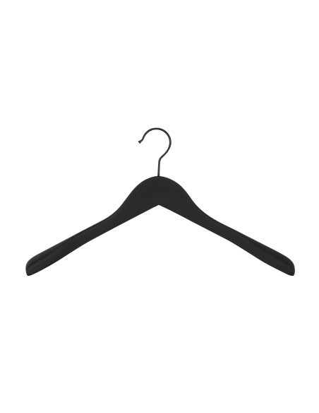 Cintre en soft touch noir pour vestes bois de lotus, 41 cm, crochet no