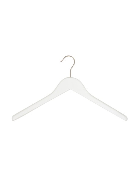 Cintre blanc pour vestes, bois de lotus, 41 cm, crochet mat