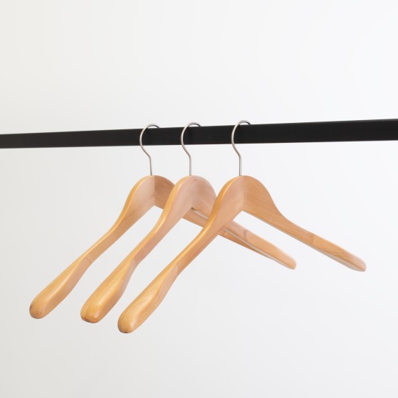 Cintre en bois pour vestes, largeur épaules 3cm, bois de lotus, 44 cm,