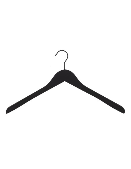 Cintre soft touch noir pour vestes,bois de lotus, 44 cm, crochet noir