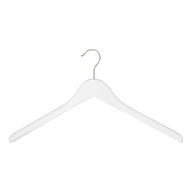 Cintre blanc pour vestes, bois de lotus, 44 cm, crochet mat