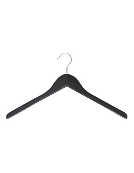 Cintre noir pour vestes, bois de lotus, 44 cm, crochet brillant