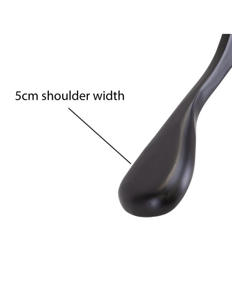 Cintre noir pour vestes, bois de lotus, 44 cm, crochet brillant