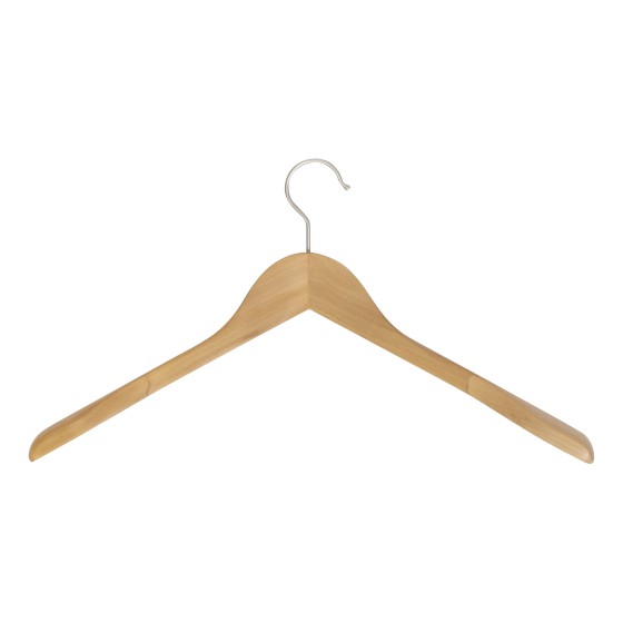 Cintre en bois pour vestes, bois de lotus, 44 cm, crochet brillant