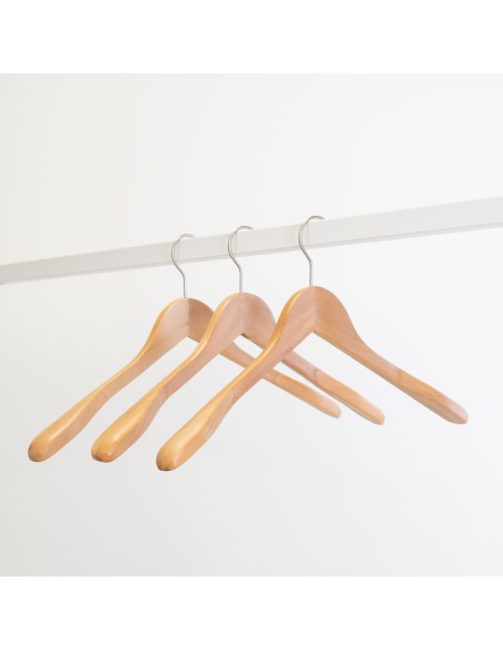 Cintre en bois pour vestes, bois de lotus, 44 cm, crochet brillant