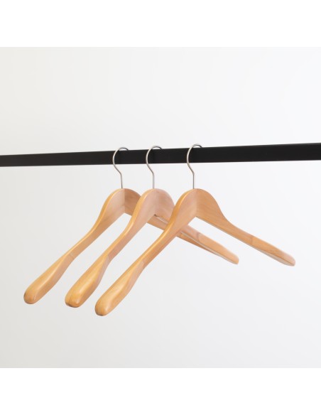 Cintre en bois pour vestes, bois de lotus, 44 cm, crochet brillant
