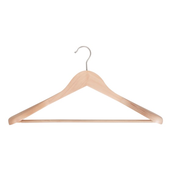 Cintre en bois, bois de lotus, 44 cm, crochet mat