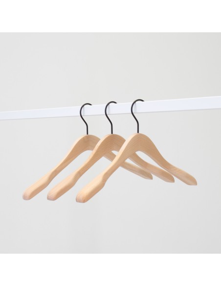 Cintre droit en hêtre, 41 cm, crochet noir