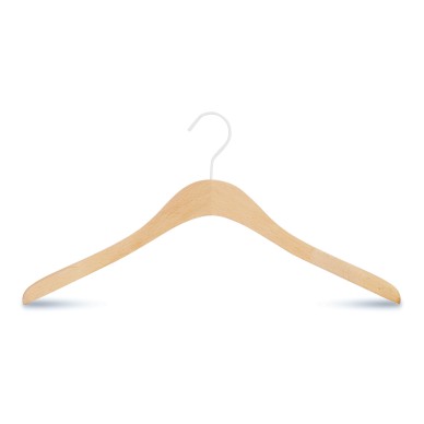 Cintre droit en hêtre, 41 cm, crochet blanc