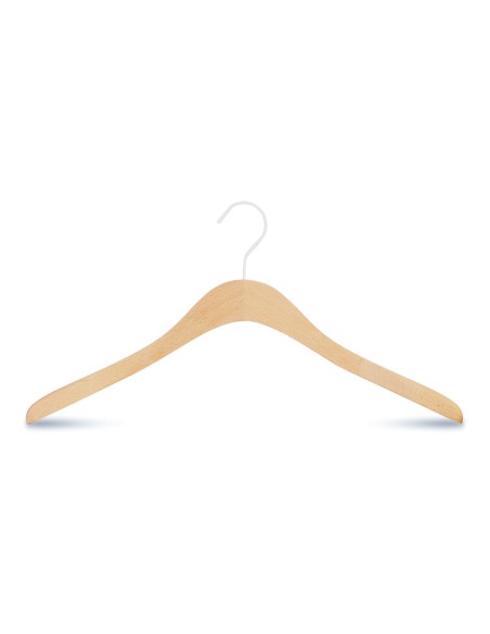 Cintre droit en hêtre, 41 cm, crochet blanc