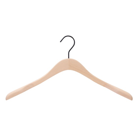 Cintre droit en hêtre, 44 cm, crochet noir