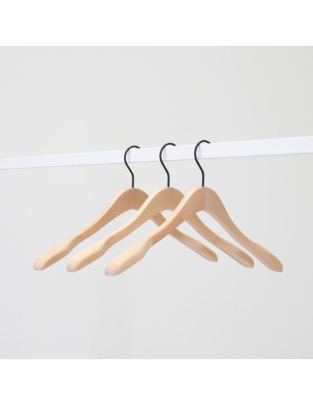 Cintre droit en hêtre, 44 cm, crochet noir