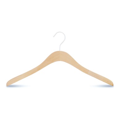 Cintre droit en hêtre, 44 cm, crochet blanc