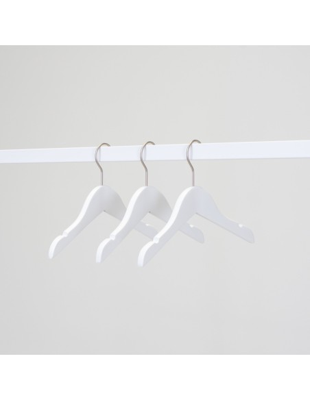 Cintre enfant blanc avec encoches, 26 cm, bois de lotus, crochet mat