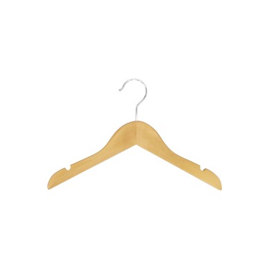 Cintre en bois avec encoches, 30 cm, bois de lotus, crochet brillant