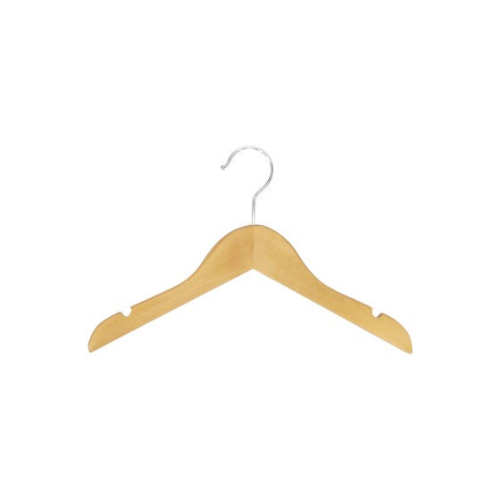 Cintre en bois avec encoches, 30 cm, bois de lotus, crochet brillant