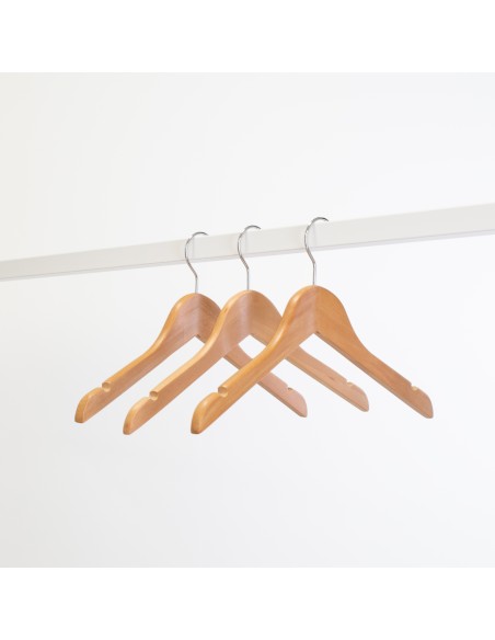 Cintre en bois avec encoches, 35 cm, bois de lotus, crochet brillant