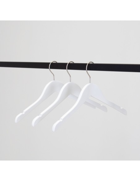 Cintre blanc avec encoches, 35 cm, bois de lotus, crochet mat