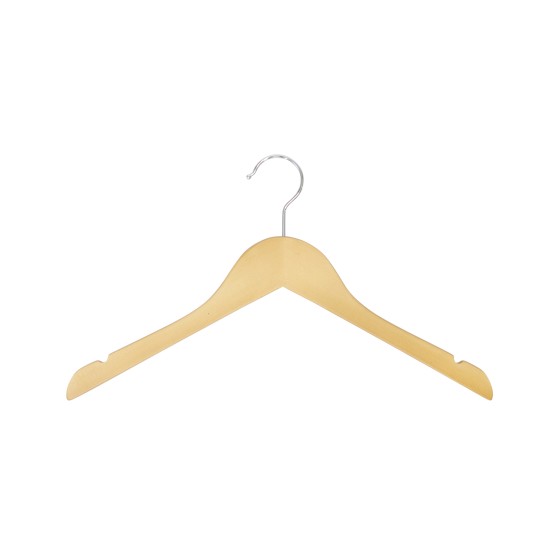 Cintre en bois avec encoches, 38 cm, bois de lotus, crochet brillant