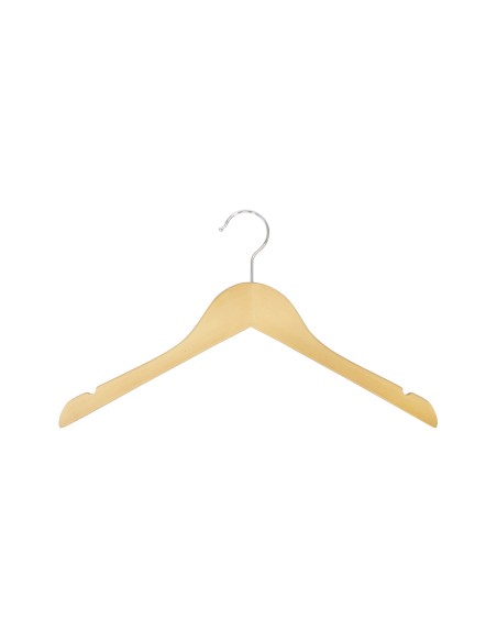 Cintre en bois avec encoches, 38 cm, bois de lotus, crochet brillant