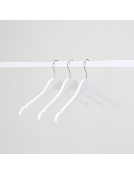 Cintre blanc avec encoches, 38 cm, bois de lotus, crochet mat