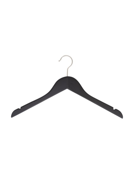 Cintre noir avec encoches, 41 cm, bois de lotus, crochet mat