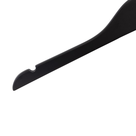 Cintre noir avec encoches, 41 cm, bois de lotus, crochet mat