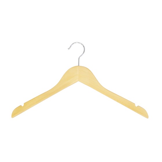 Cintre en bois avec encoches, 41 cm, bois de lotus, crochet brillant