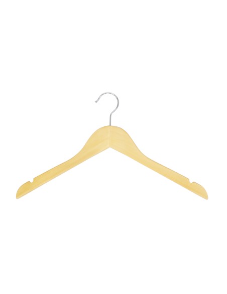 Cintre en bois avec encoches, 41 cm, bois de lotus, crochet brillant